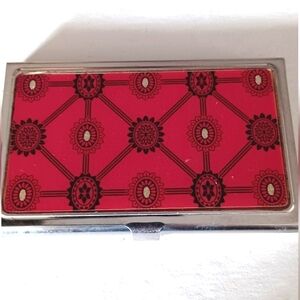 Elegant Red and Silver Card Holder